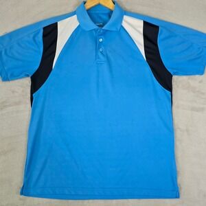 Performance Mens XL Blue Colorblock Short Sleeve Golf Polo Shirt Activewear